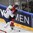 PARIS, FRANCE - MAY 9: France's Damien Fleury #9 checks Switzerland's Damien Brunner #96 during preliminary round action at the 2017 IIHF Ice Hockey World Championship. (Photo by Matt Zambonin/HHOF-IIHF Images)
